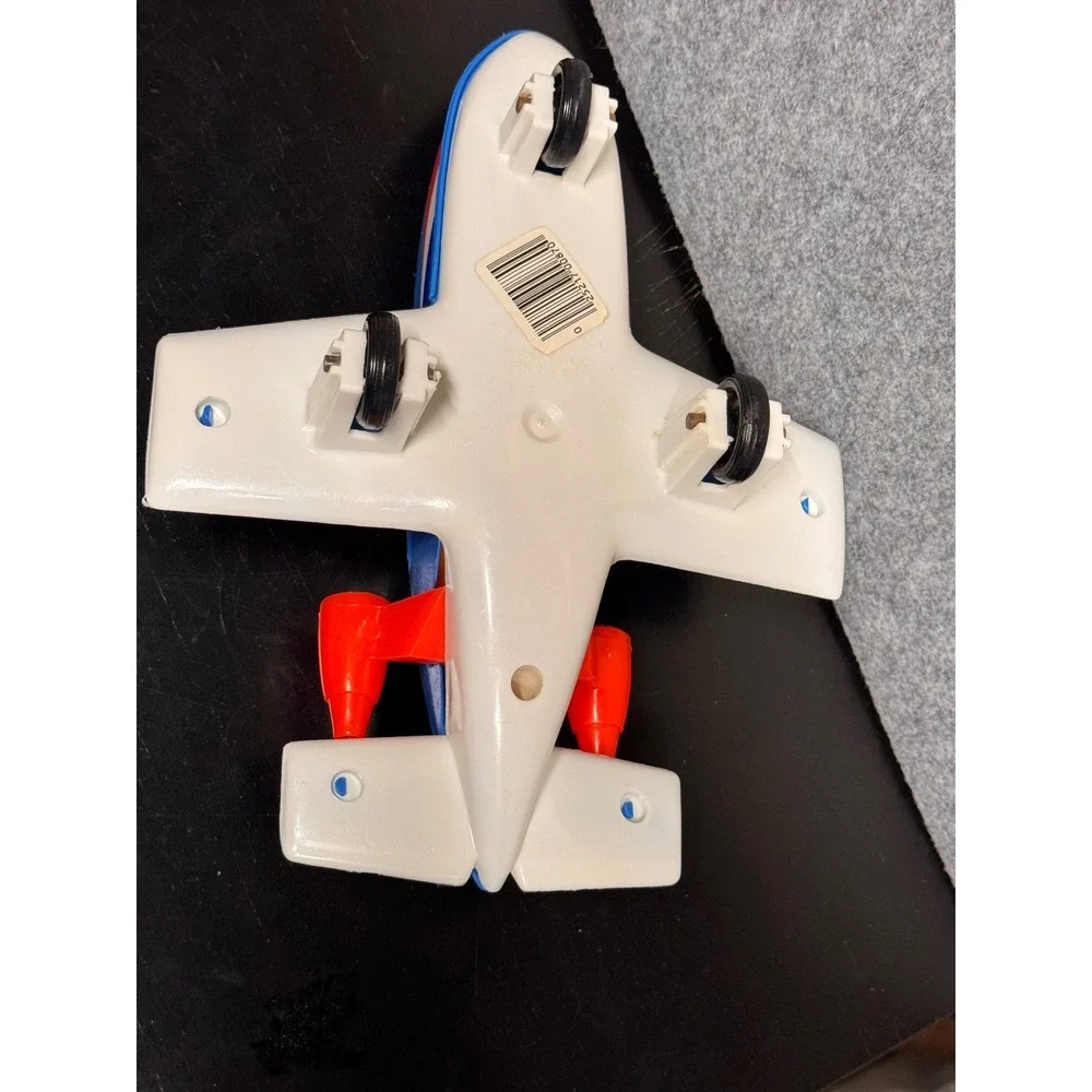 Vintage Processed Plastic Co Blue Stars & Stripes Toy Airplane Jet Made in USA